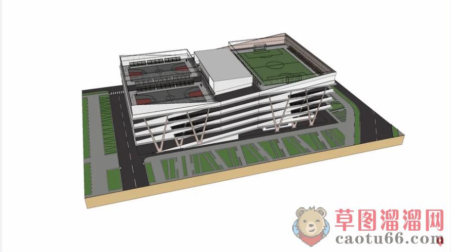 停车楼屋顶运动场SU模型