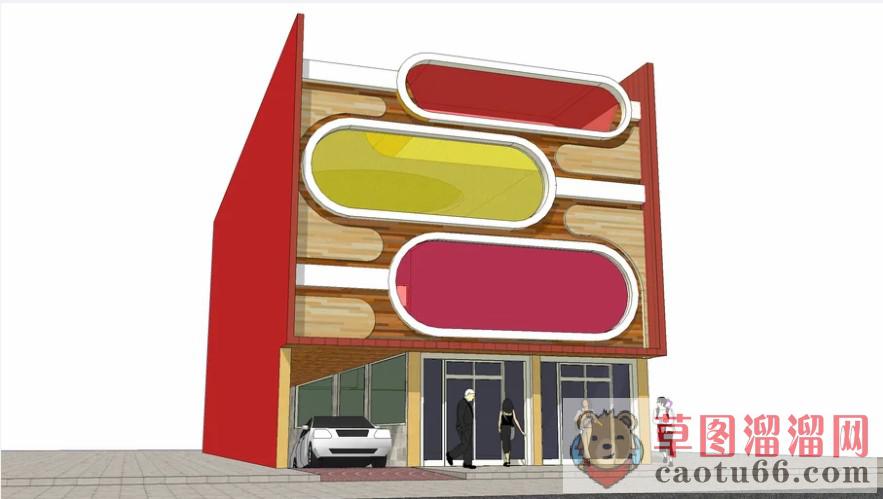 店门建筑地下入口SU模型