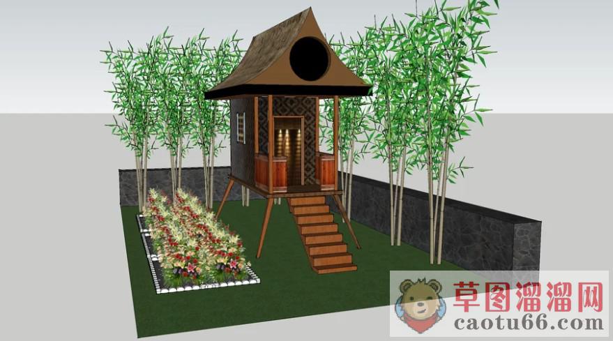 花坛花圃泰式SU模型