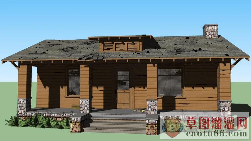 废弃木屋房子SU模型