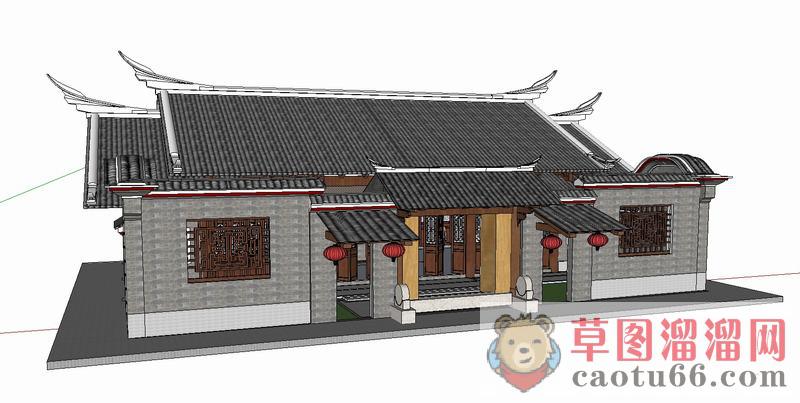 中式闽西古建筑SU模型