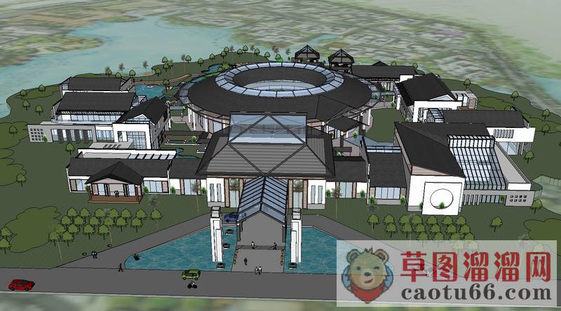中式温泉会所SU模型