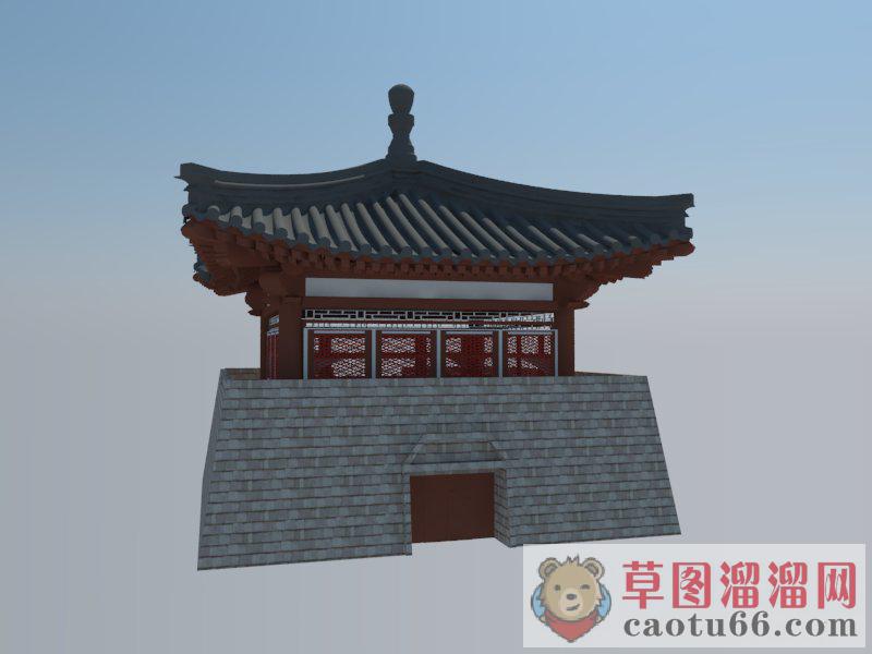 古建城楼城门SU模型