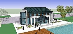中式会所建筑SU模型