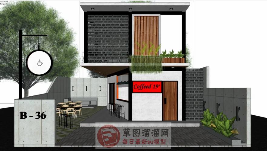 咖啡店集装箱SU模型