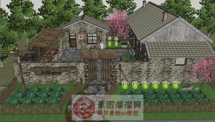 乡村民宿农村SU模型