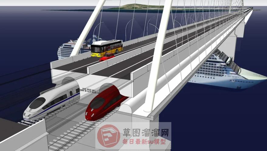 大桥桥梁SU模型