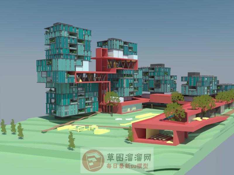 山地小区高层SU模型
