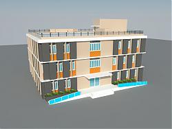 女儿墙办公楼建筑SU模型