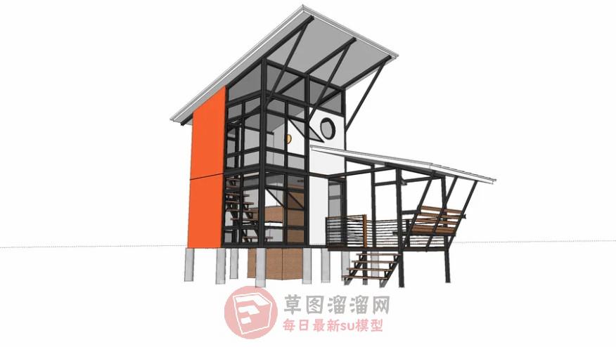 景观阁楼房子SU模型