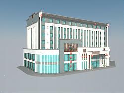 中式酒店建筑SU模型
