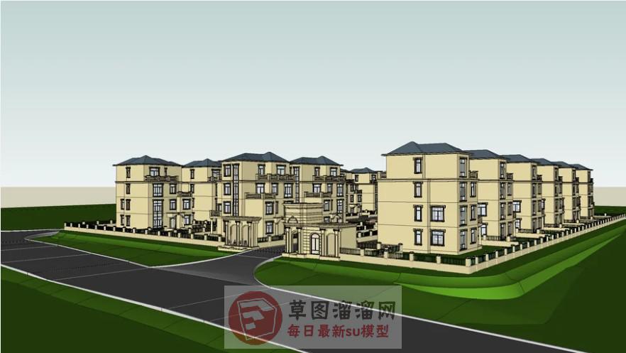 欧式别墅小区SU模型