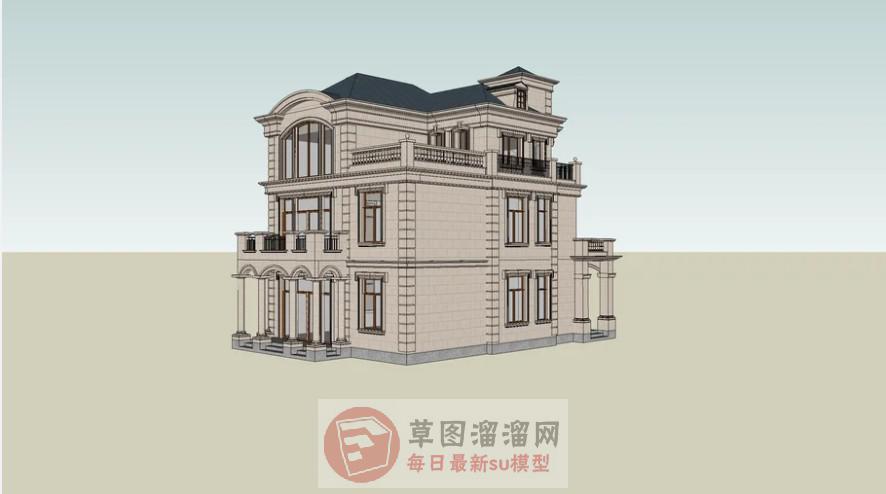 独栋欧式乡村SU模型