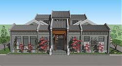 新中式别墅四合院SU模型