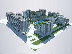 现代小区规划SU模型