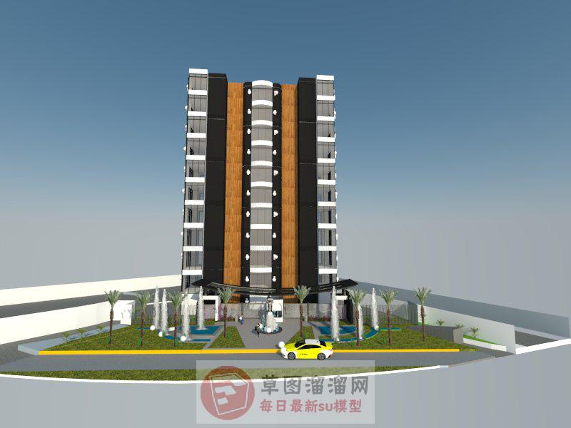 独栋酒店建筑SU模型