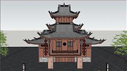 古戏台楼建筑SU模型