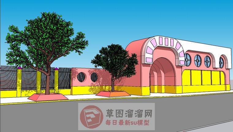 幼儿园大门SU模型