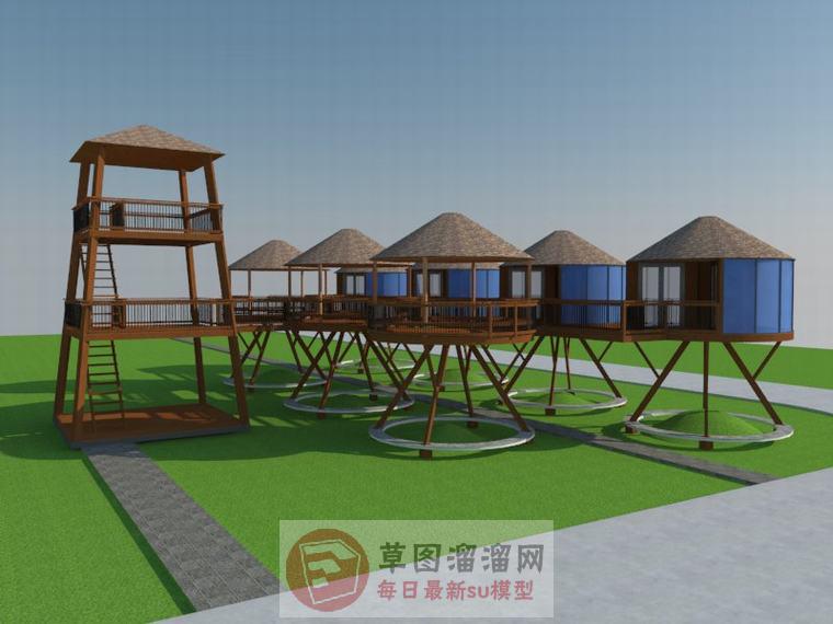 景观瞭望台景观台SU模型