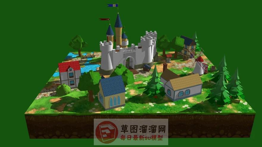 游戏场景建筑房屋SU模型
