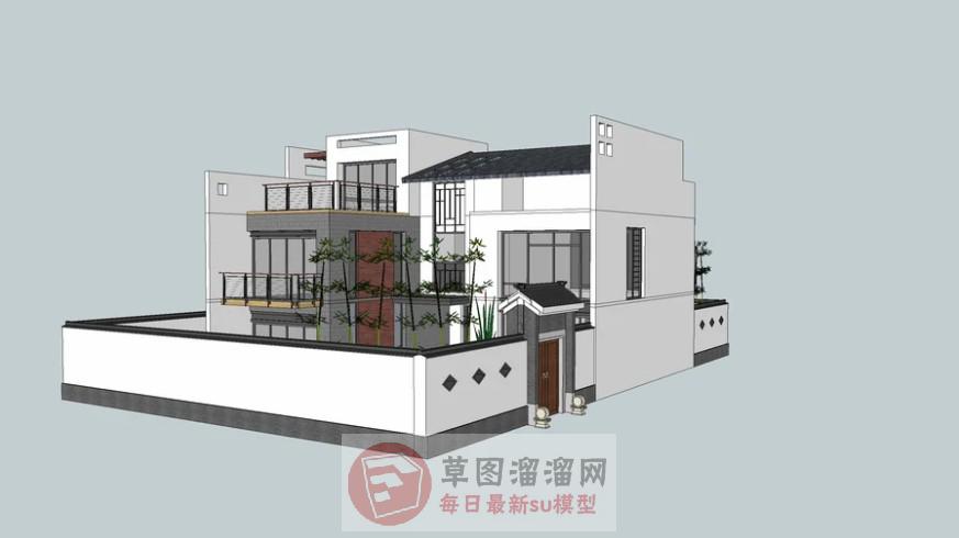 中式别墅合院SU模型