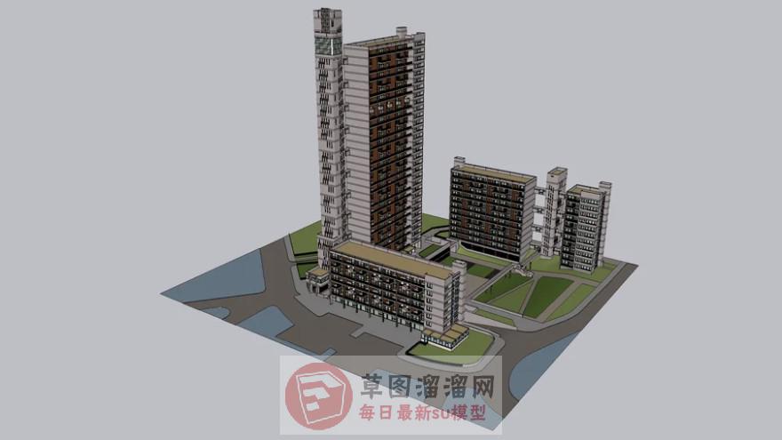 小区高层建筑SU模型