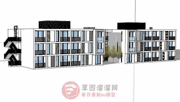 宿舍楼建筑SU模型