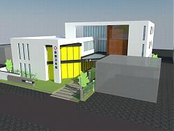 中式卫生院建筑SU模型 免费sketchup模型下载