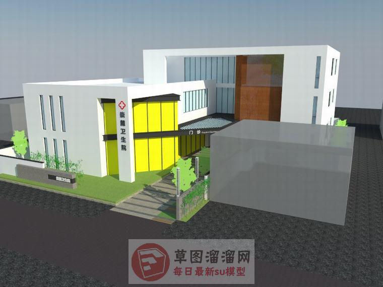 中式卫生院建筑SU模型