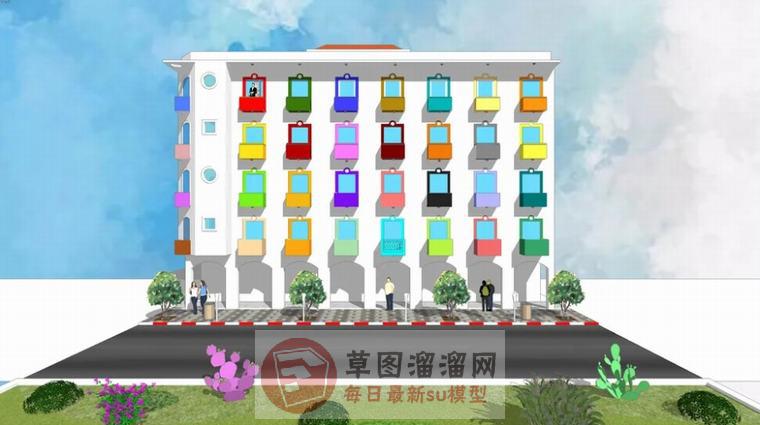 儿童公寓楼宿舍楼SU模型