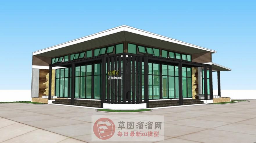 咖啡店建筑SU模型