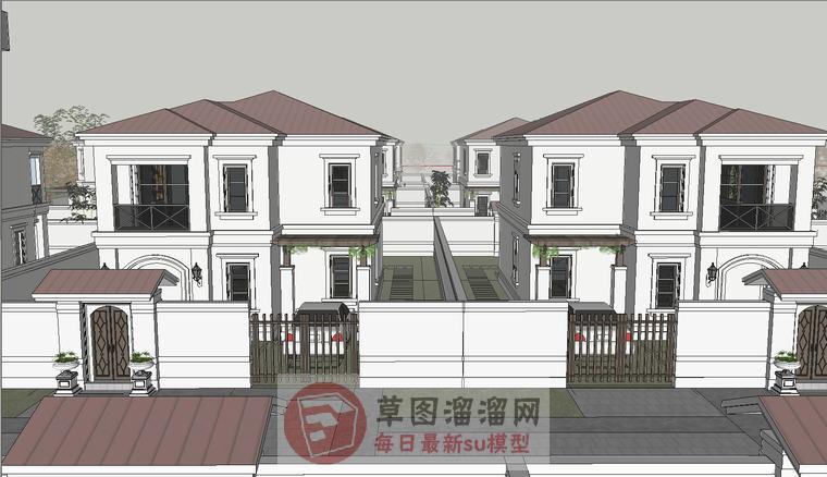 独栋联排别墅SU模型