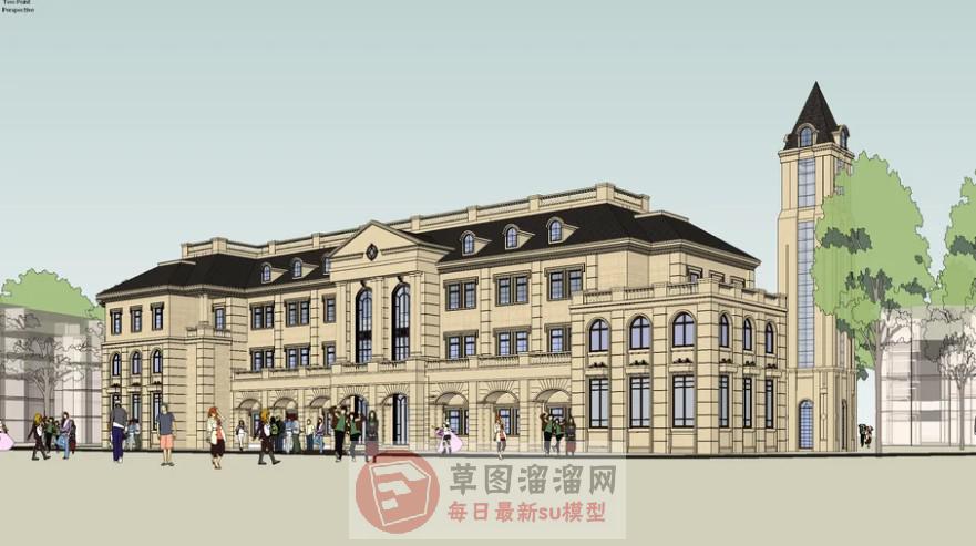 欧式会所建筑SU模型