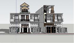 沿街别墅建筑SU模型