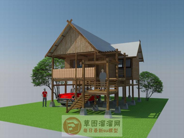 木屋高脚屋SU模型