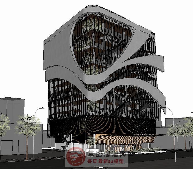 玻璃幕墙建筑大楼SU模型