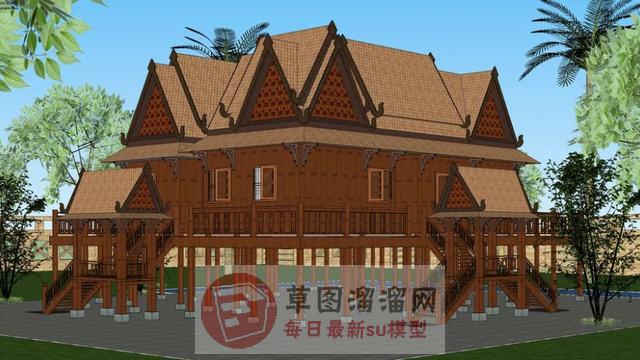 泰式高脚屋吊脚楼SU模型