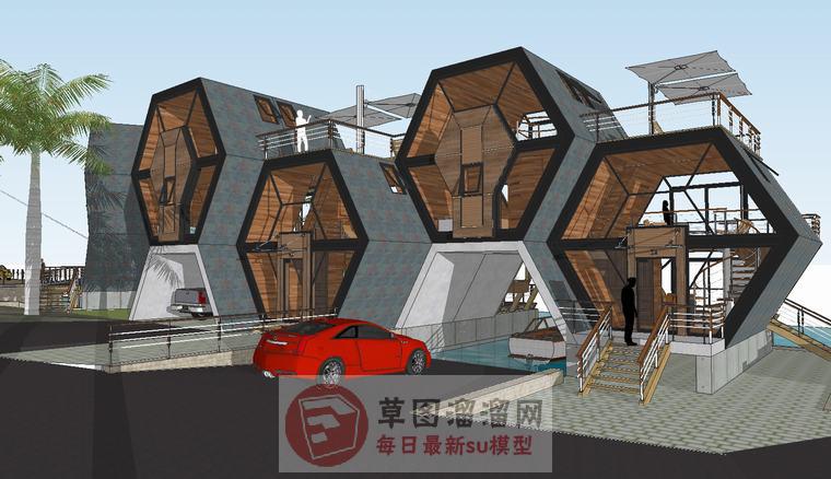 滨河创意度假屋SU模型