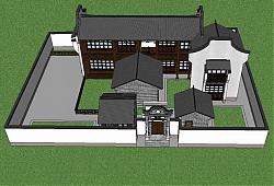中式四合院建筑SU模型