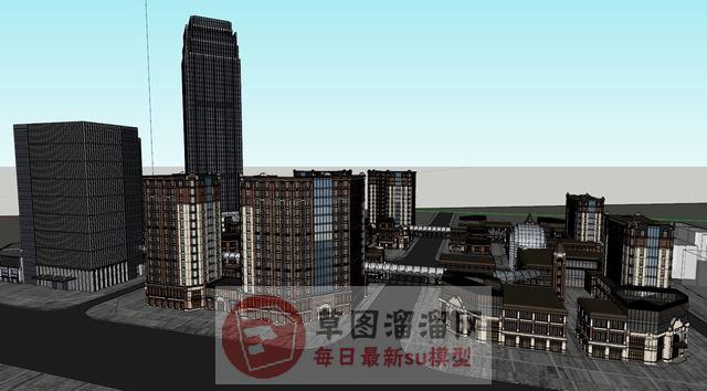 欧式综合体建筑SU模型