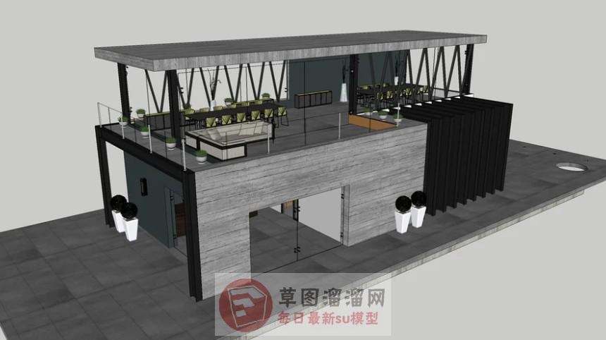 咖啡店建筑SU模型