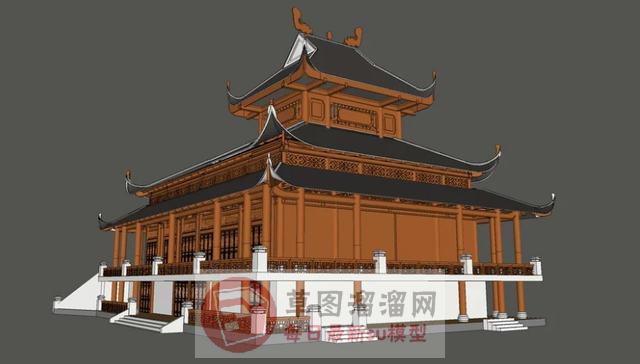 日式古建阁楼SU模型