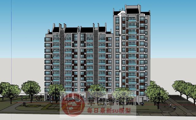 中式建筑住宅SU模型