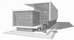 办公楼玻璃幕墙建筑SU模型