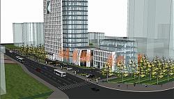 高层建筑街道SU模型