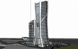玻璃幕墙高层建筑SU模型 免费sketchup模型下载