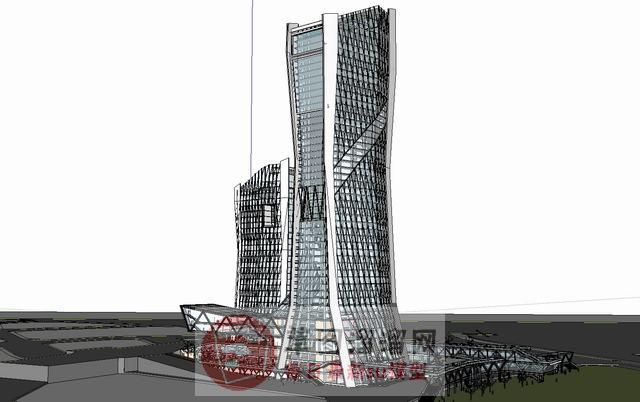 玻璃幕墙高层建筑SU模型