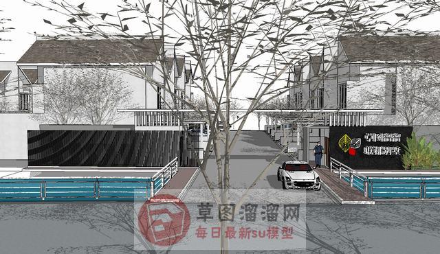 现代联排别墅SU模型