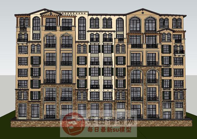 欧式住宅单元楼SU模型