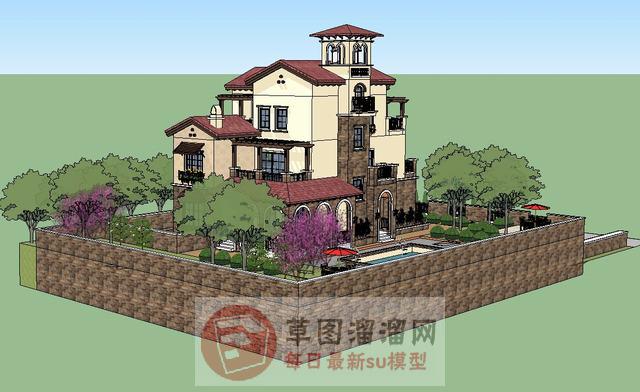 独栋庭院别墅SU模型